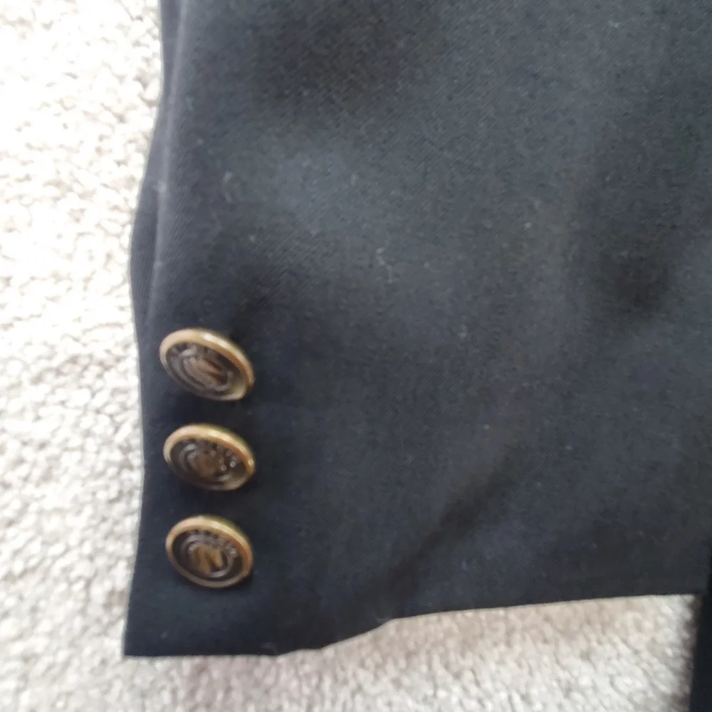 Pierre Cardin Mens Double Breasted Blazer 46 Black Gold Tone Buttons‎ 9869